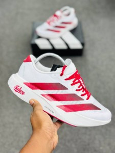 Adidas Adizero EVO SL Shoes (super lightweight and Super comfortable) (White Red 2)